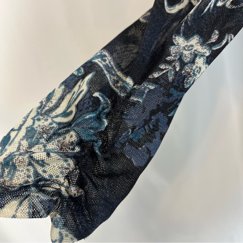 Worthington Grunge Y2K Fairy Paisley Floral Mesh Faux Wrap Top Sz M Romantic - Picture 7 of 13